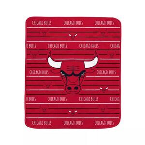 NBA Chicago Bulls Logo Stripe Binding Edge Flannel Fleece Blanket 50'' X 60"